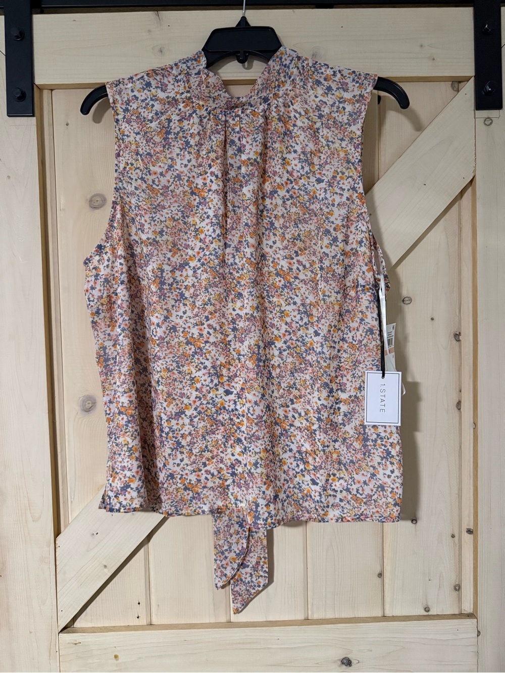 1. State Floral Tie-Front Sleeveless Top in Multi Color Size 2X NWT